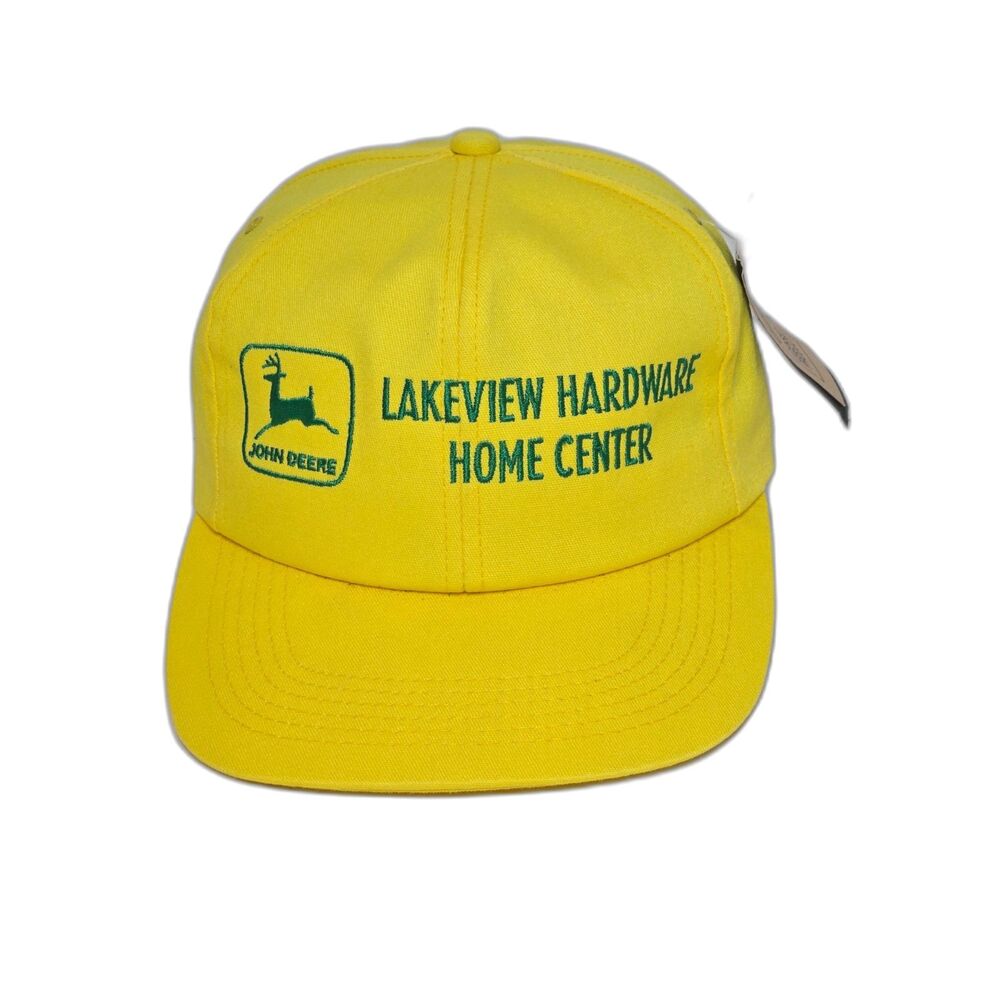Vintage Deadstock John Deere K-Products Hat | Yellow Snapback Cap NOS